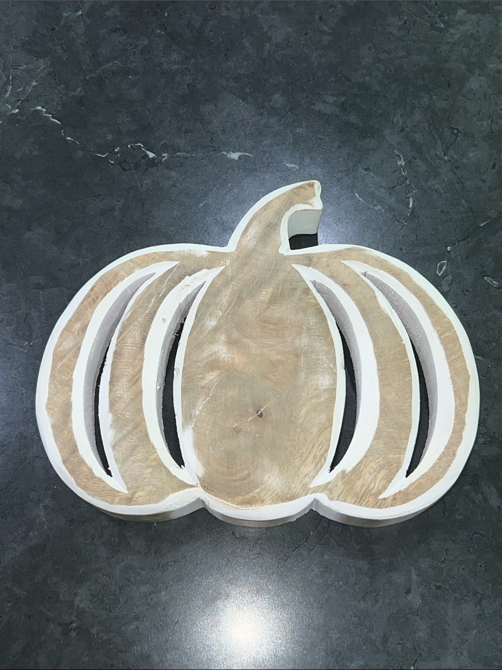 Wooden Pumpkin Wall Decor - White and Natural